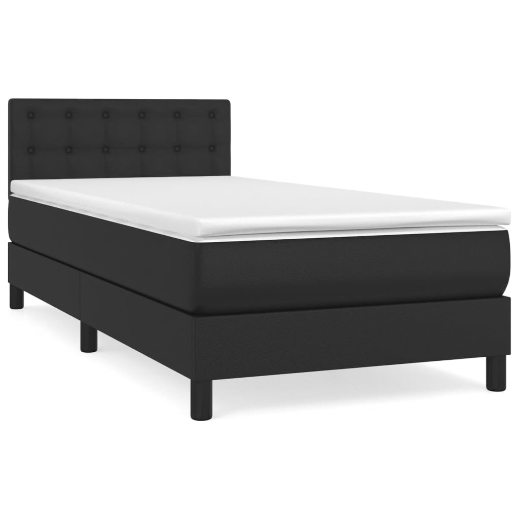 Box Spring Bed with Mattress Black 100x200 cm Faux Leather