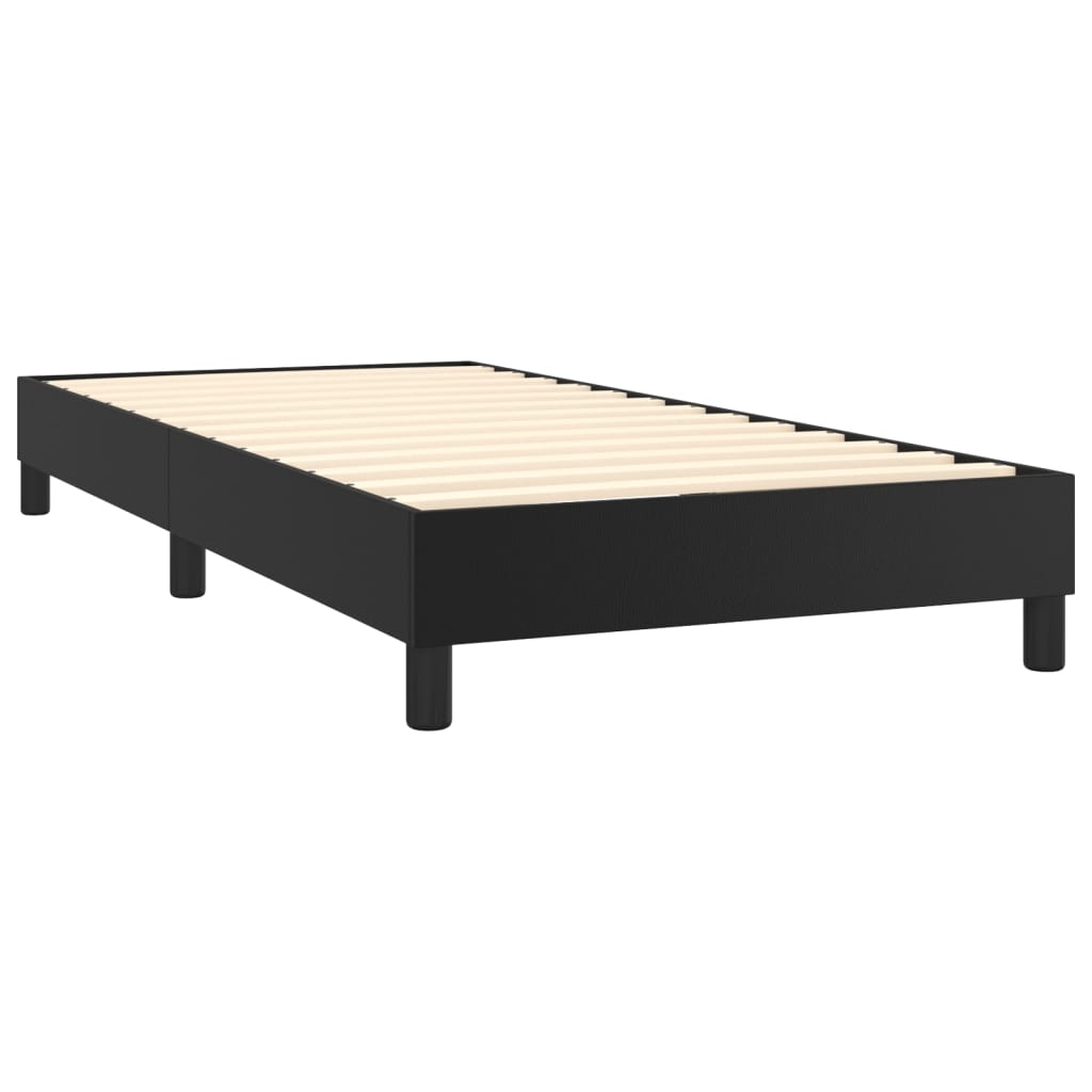 Box Spring Bed With Mattress&Led Black 100X200Cm Faux Leather