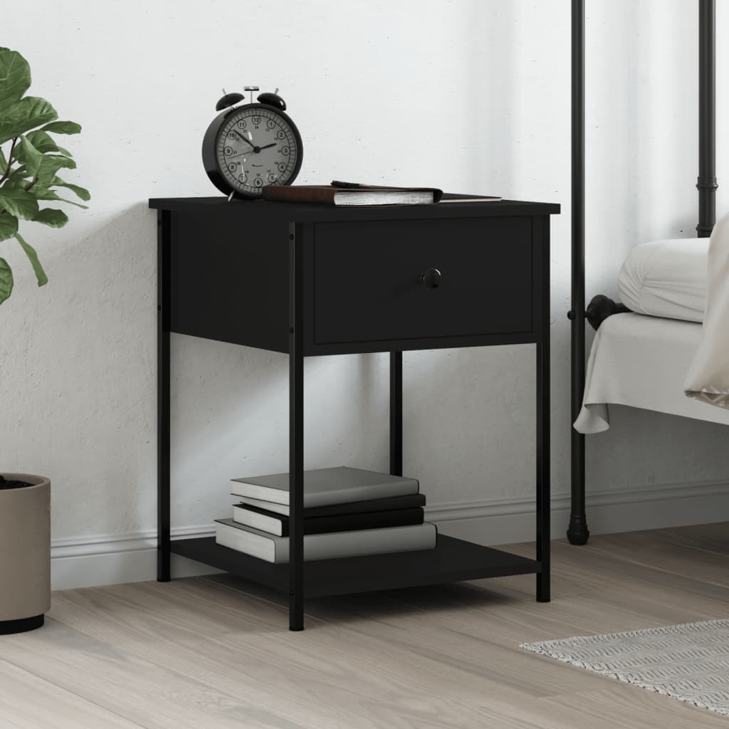 Bedside Table Black 44x45x58 cm Engineered Wood