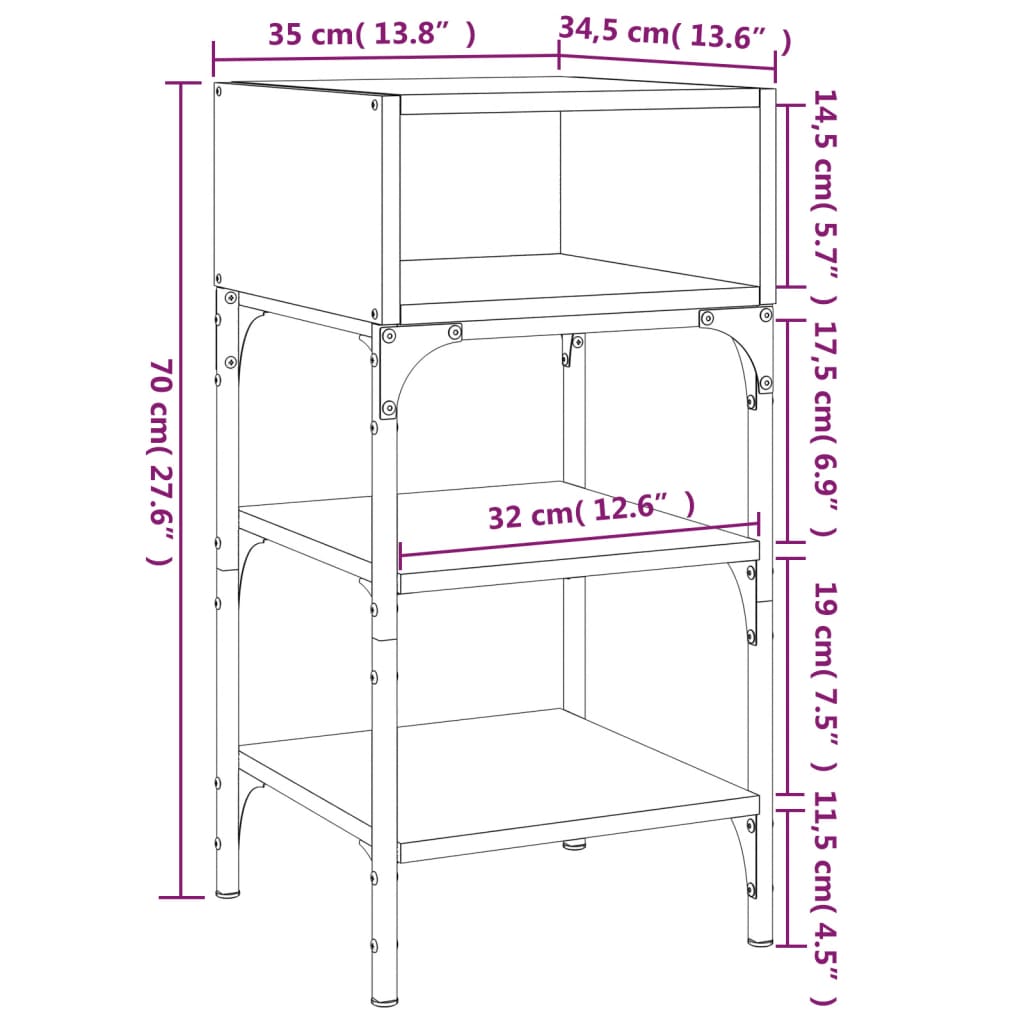 Bedside Tables 2 pcs Sonoma Oak 35x34.5x70 cm Engineered Wood