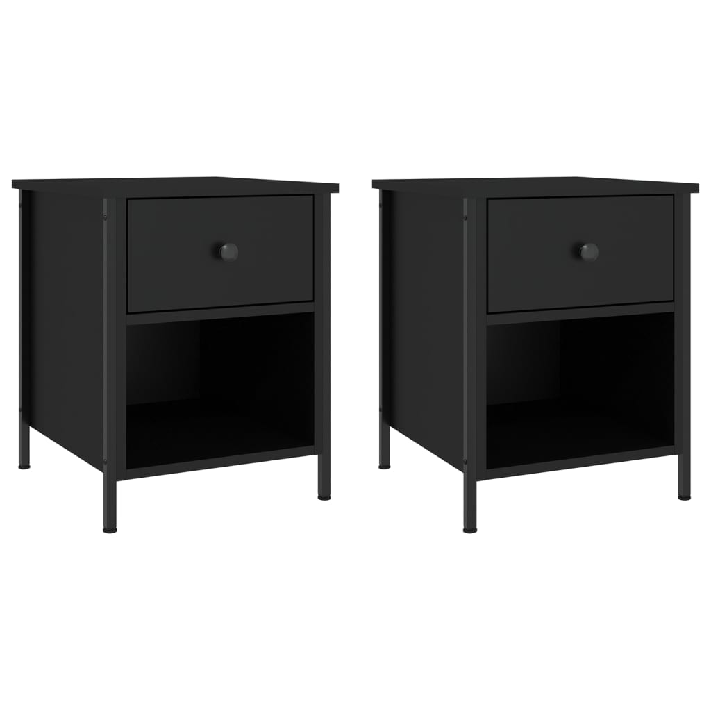 Bedside Cabinets 2 pcs Black 40x42x50 cm Engineered Wood