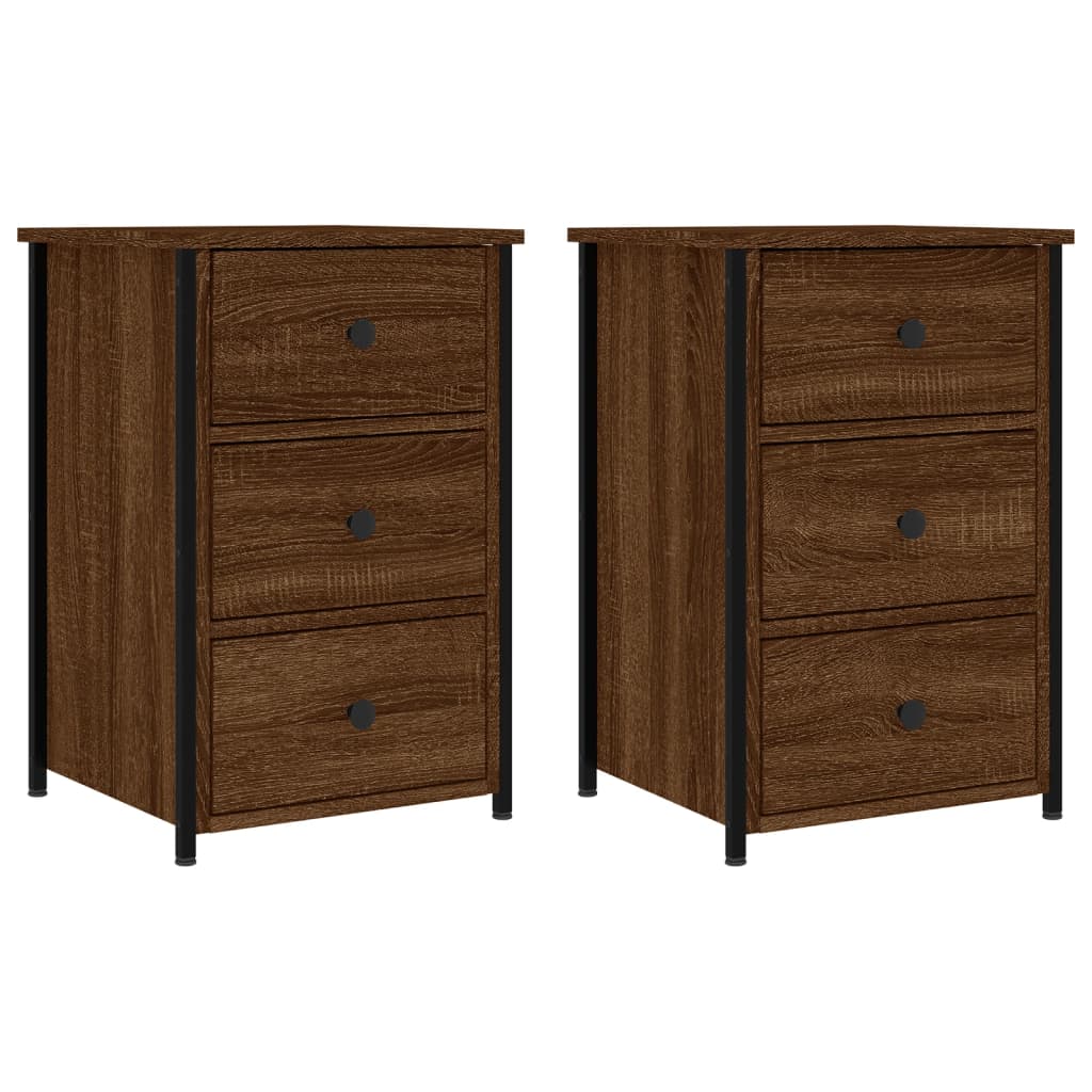 Bedside Cabinets 2 pcs Brown Oak 40x36x60 cm Engineered Wood