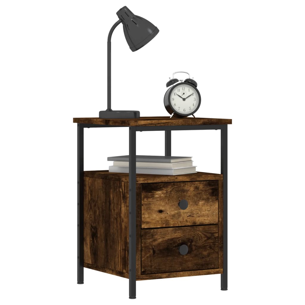 Bedside Cabinet Smoked Oak 34x35.5x50 cm Engineered Wood