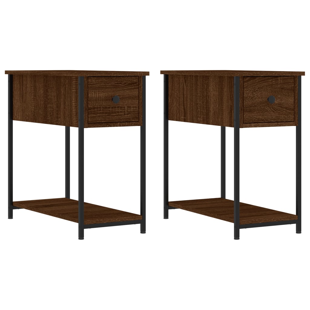 Bedside Cabinets 2 pcs Brown Oak 30x60x60 cm Engineered Wood