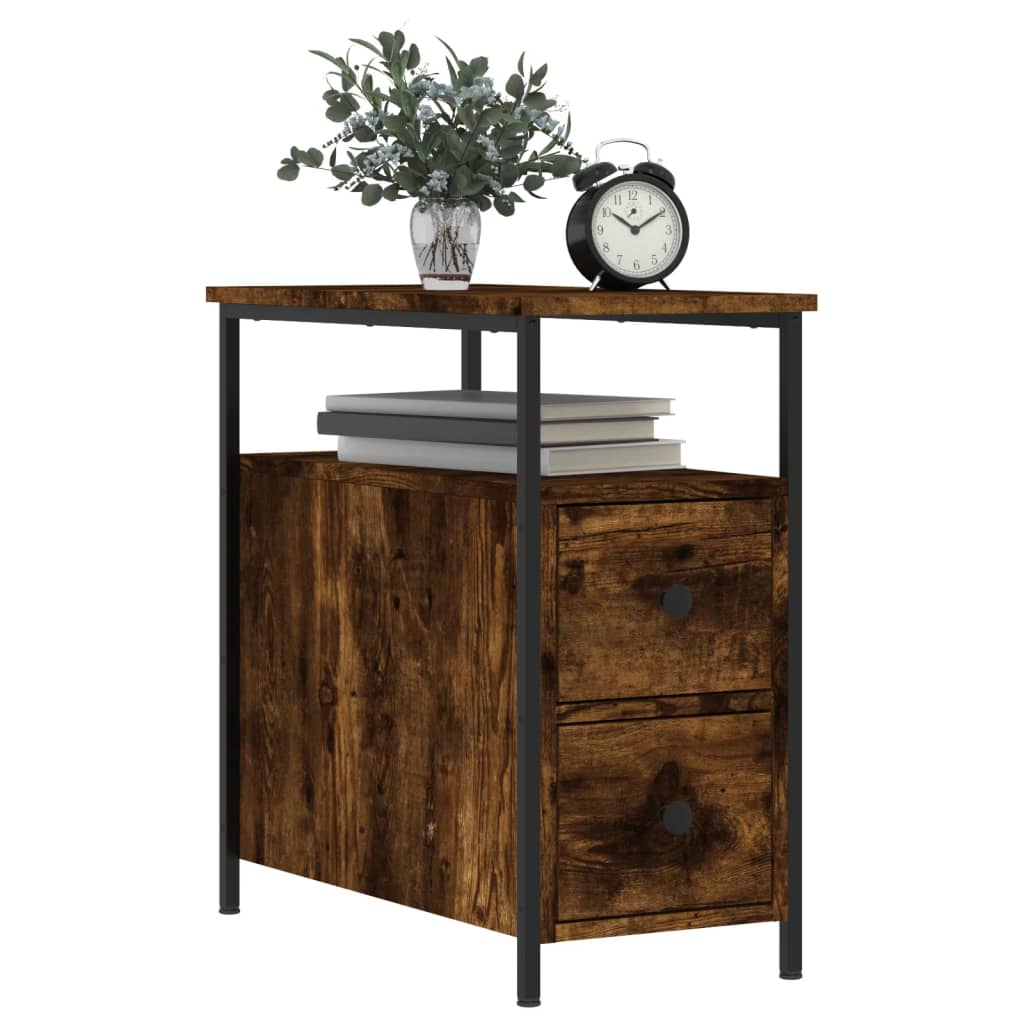 Bedside Cabinet Smoked Oak 30x60x60 cm Engineered Wood