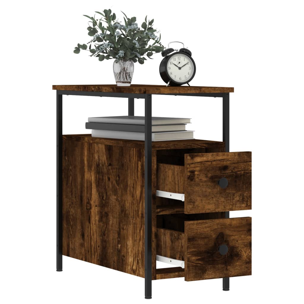 Bedside Cabinet Smoked Oak 30x60x60 cm Engineered Wood