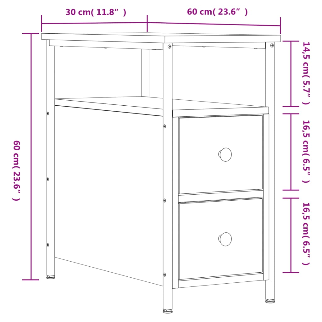 Bedside Cabinet Smoked Oak 30x60x60 cm Engineered Wood