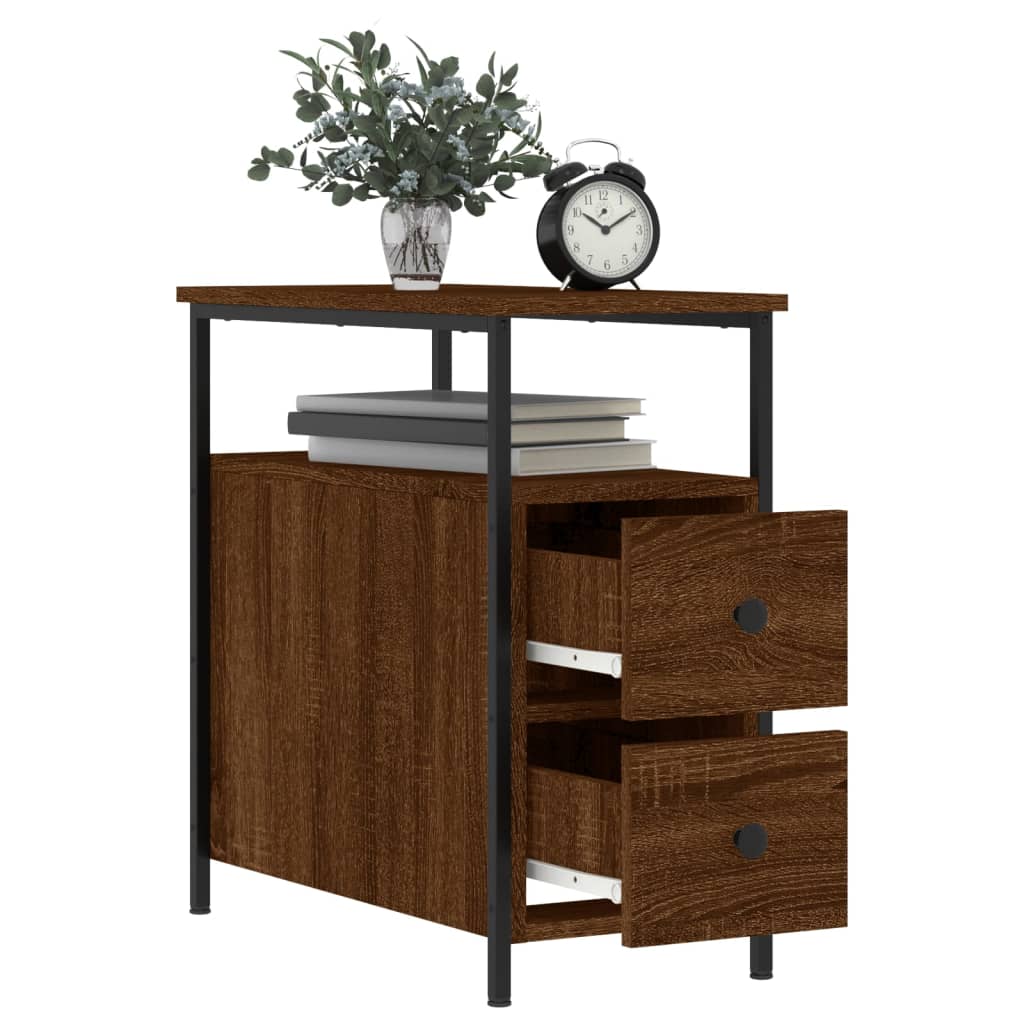 Bedside Cabinet Brown Oak 30x60x60 cm Engineered Wood