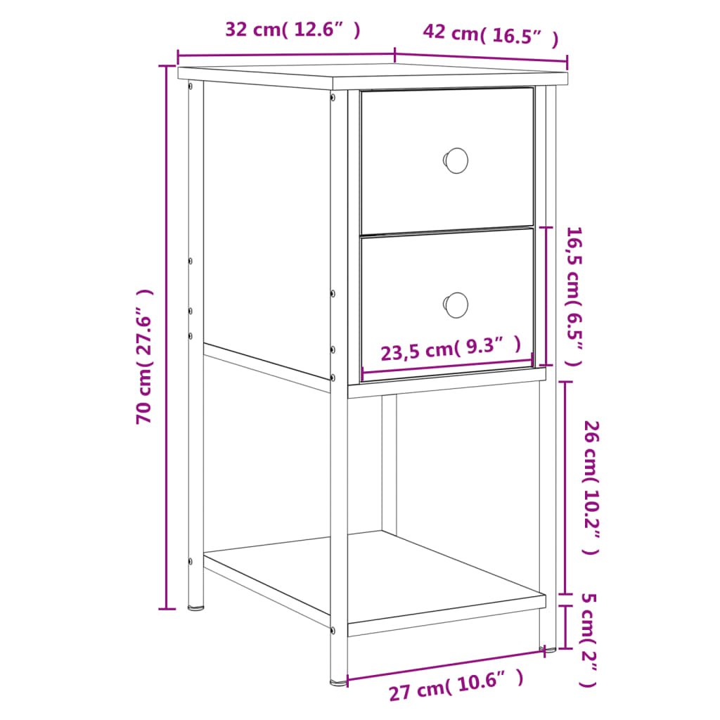 Bedside Cabinet Sonoma Oak 32x42x70 cm Engineered Wood