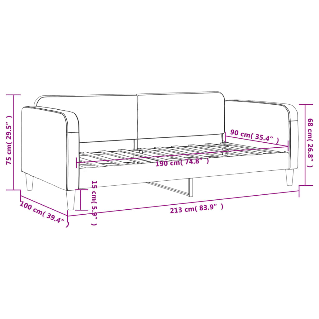 Day Bed 92X187 Cm Single Size Fabric