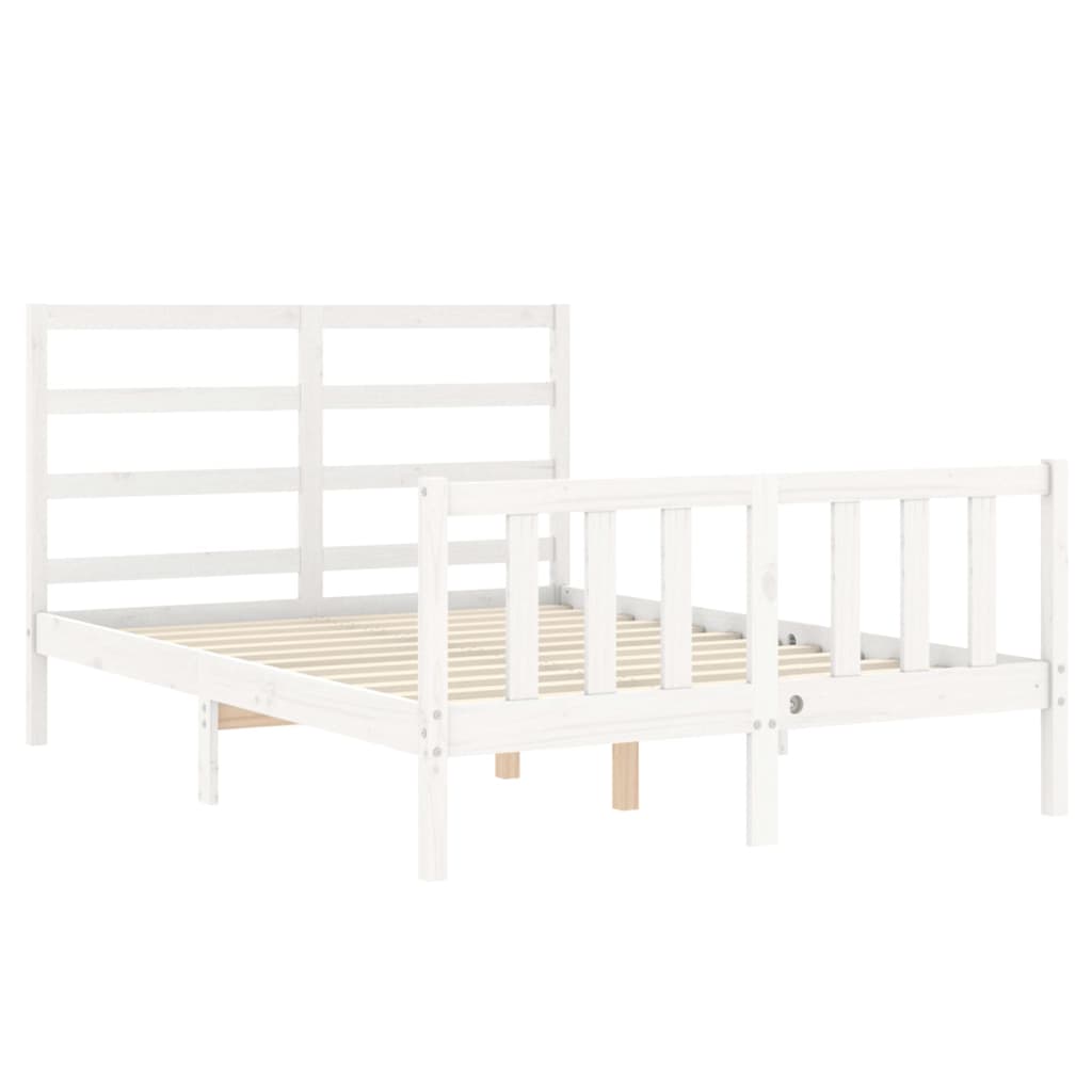 Bed Frame with Headboard White 137x187 cm Double Solid Wood