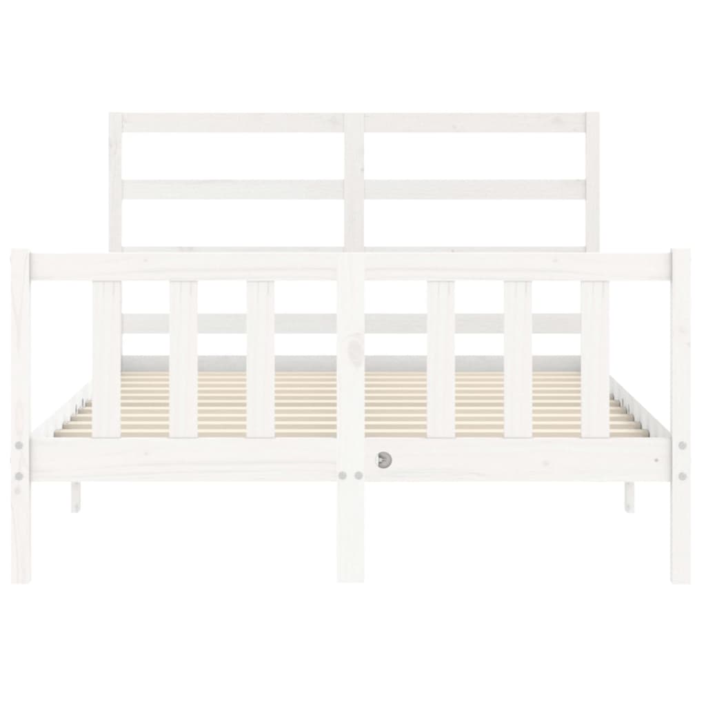 Bed Frame with Headboard White 137x187 cm Double Solid Wood