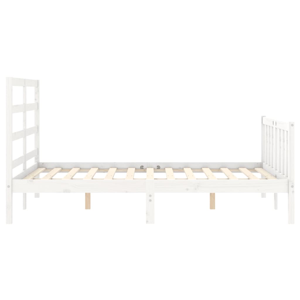 Bed Frame with Headboard White 137x187 cm Double Solid Wood