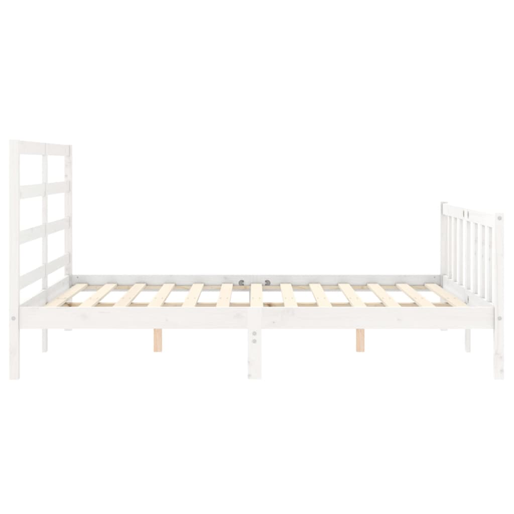 Bed Frame with Headboard White 153x203 cm Queen Solid Wood