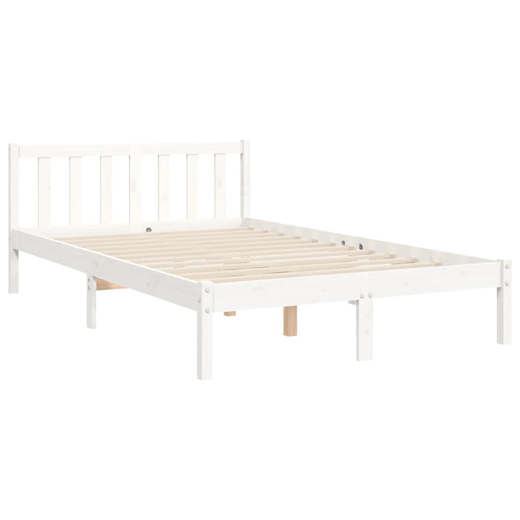 Bed Frame with Headboard White 153x203 cm Queen Solid Wood