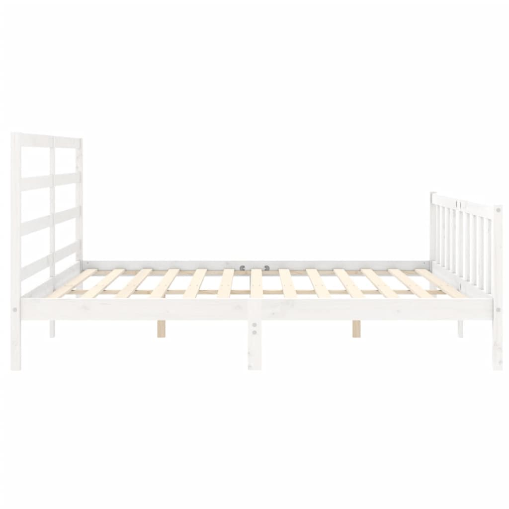 Bed Frame with Headboard White 183x203 cm King Solid Wood