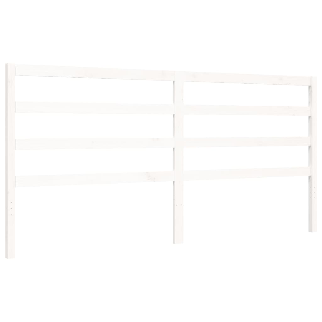 Bed Frame with Headboard White 183x203 cm King Solid Wood