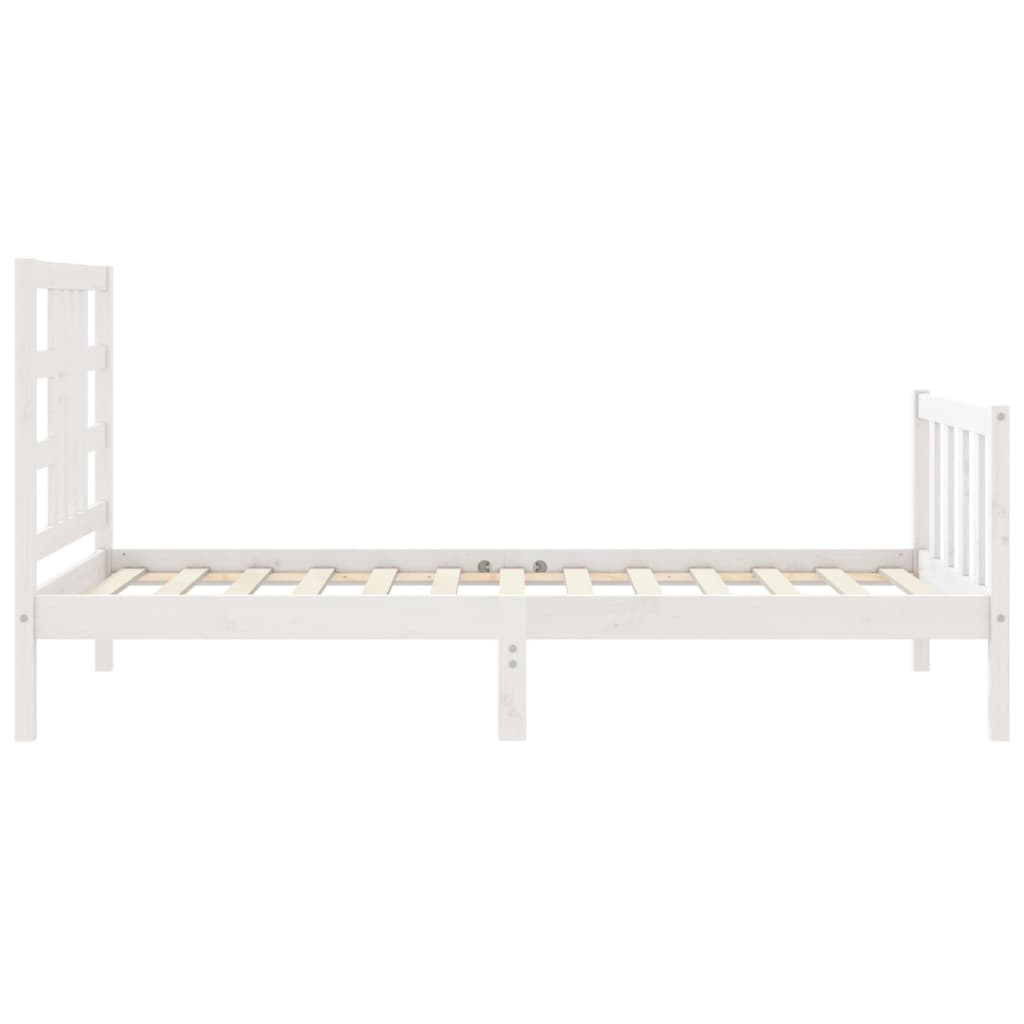 Bed Frame with Headboard White 92x187 cm Single Size Solid Wood