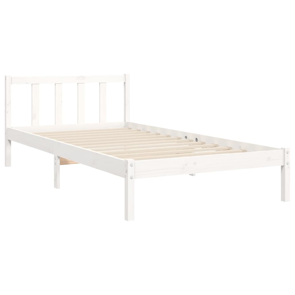 Bed Frame with Headboard White 92x187 cm Single Size Solid Wood