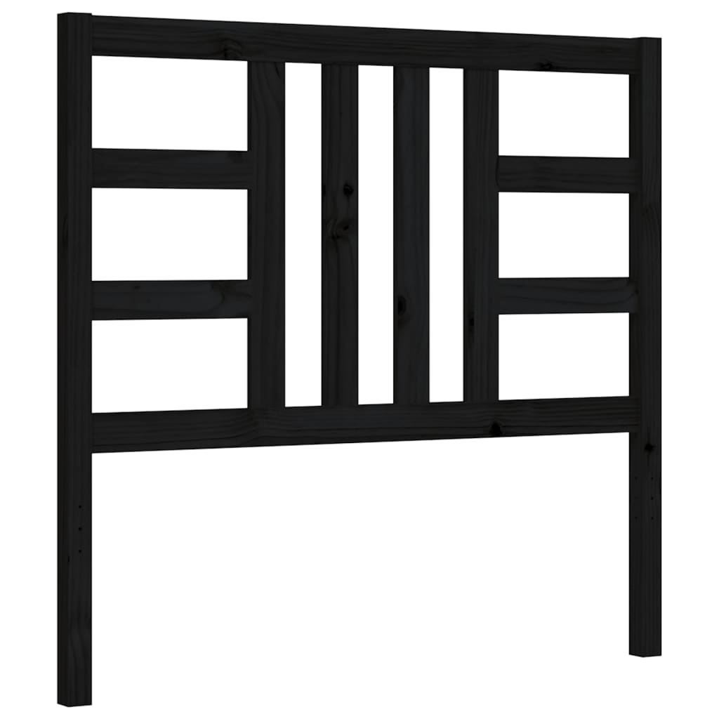 Bed Frame with Headboard Black 92x187 cm Single Size Solid Wood