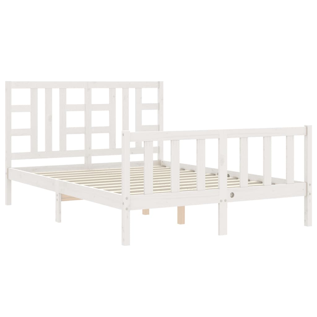 Bed Frame with Headboard White 137x187 cm Double Solid Wood