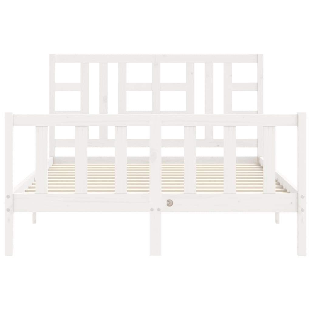 Bed Frame with Headboard White 137x187 cm Double Solid Wood