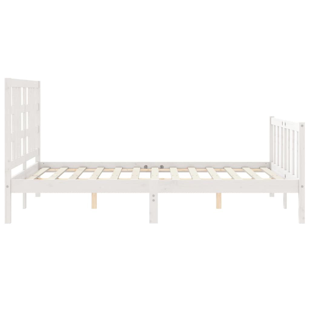 Bed Frame with Headboard White 137x187 cm Double Solid Wood