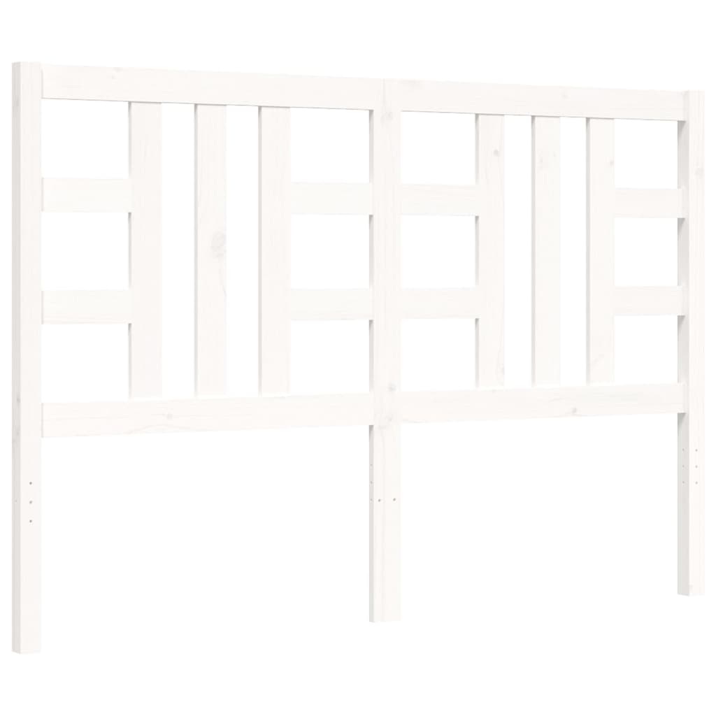 Bed Frame with Headboard White 137x187 cm Double Solid Wood