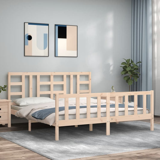 Bed Frame with Headboard 183x203 cm King Solid Wood