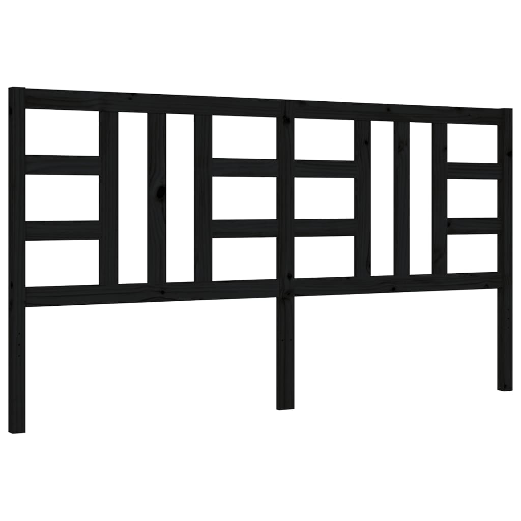 Bed Frame with Headboard Black 183x203 cm King Solid Wood