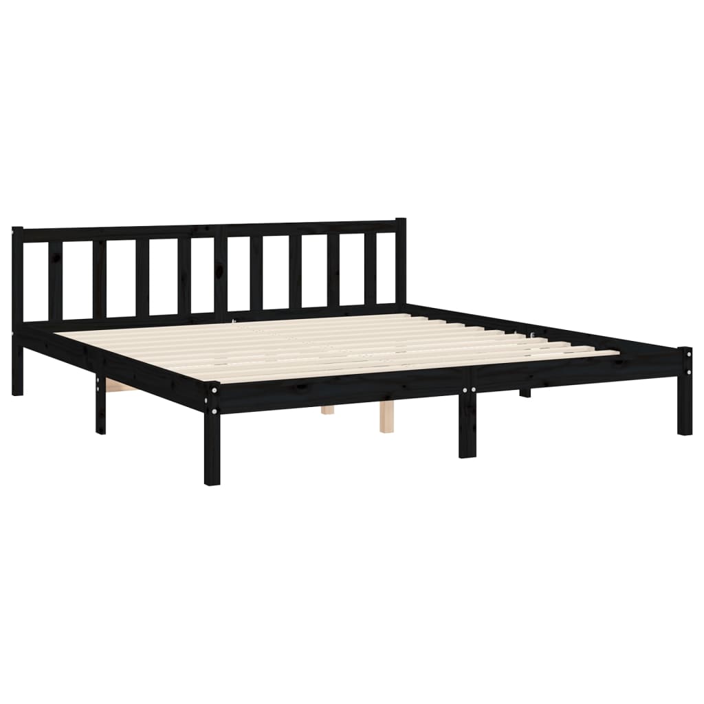 Bed Frame with Headboard Black 183x203 cm King Solid Wood