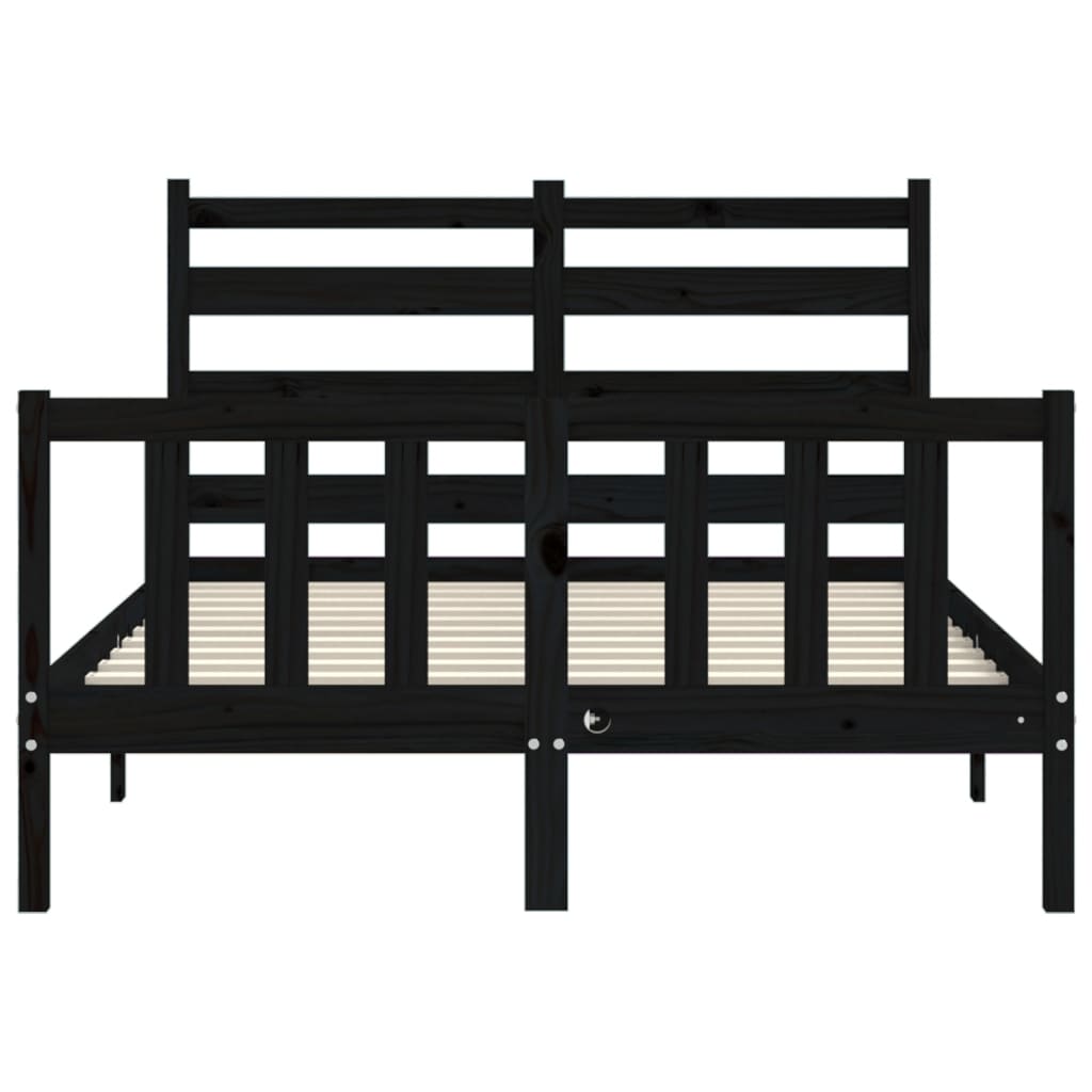 Bed Frame with Headboard Black 137x187 cm Double Solid Wood