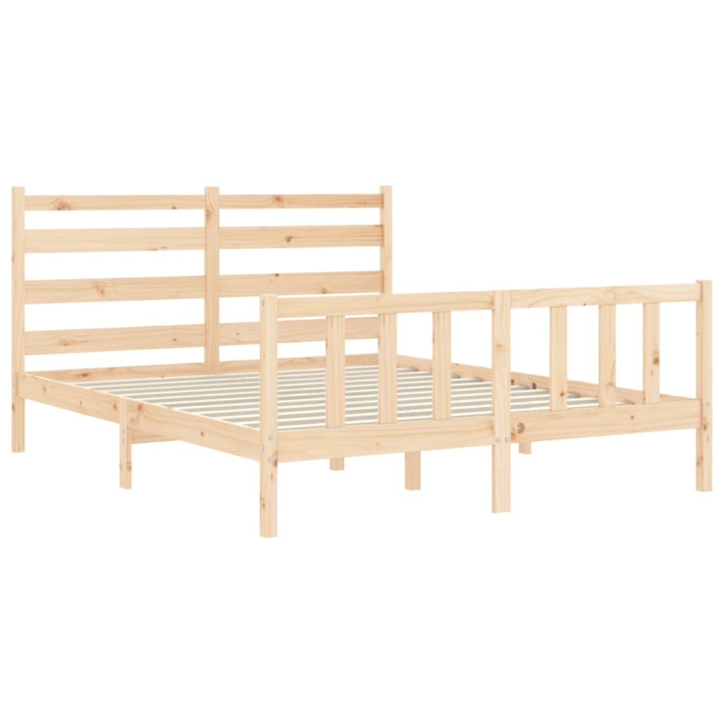 Bed Frame with Headboard 153x203 cm Queen Solid Wood