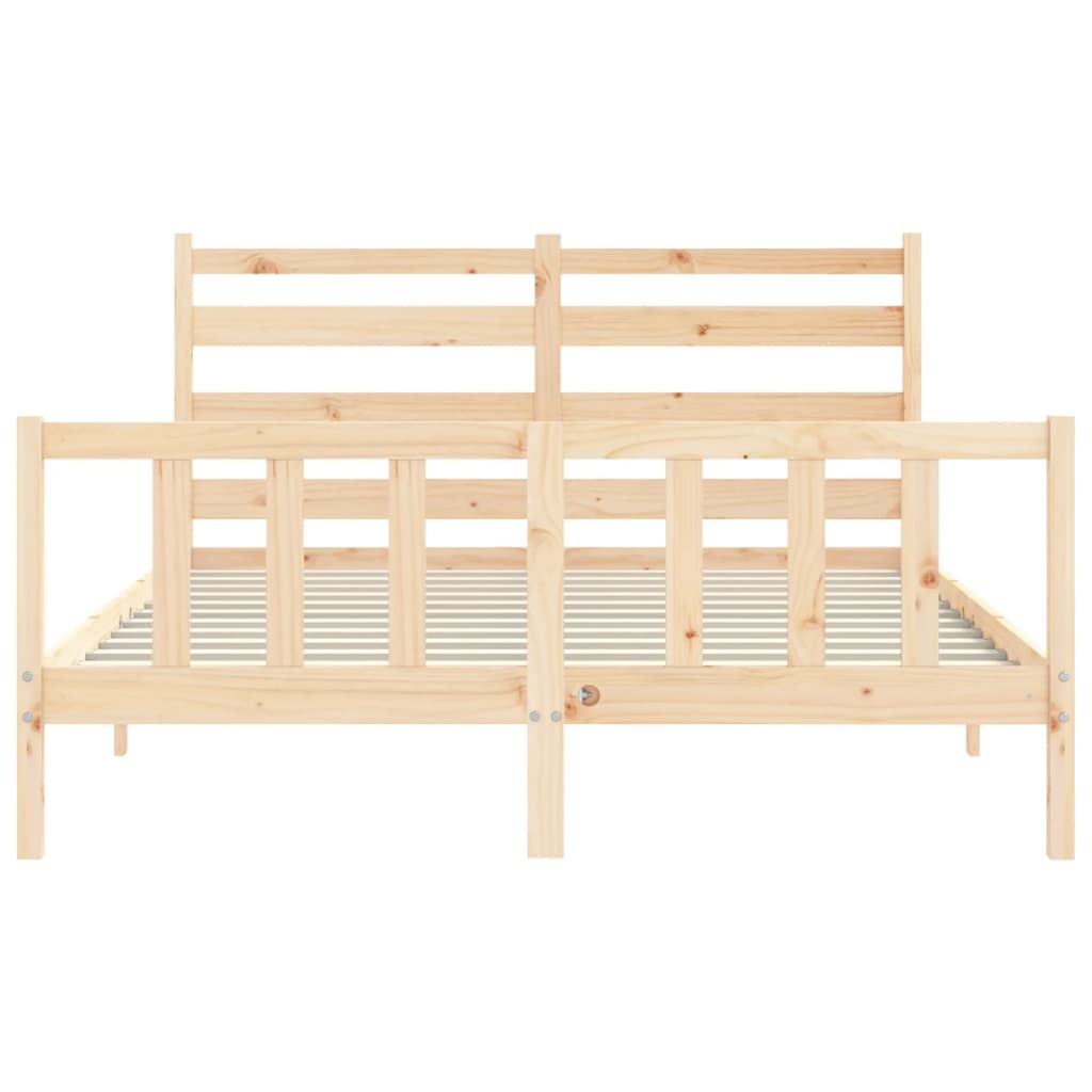 Bed Frame with Headboard 153x203 cm Queen Solid Wood