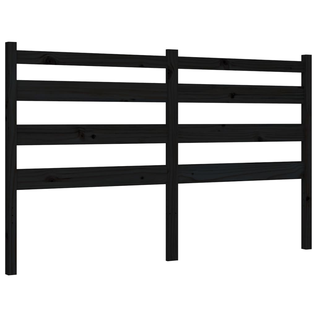 Bed Frame with Headboard Black 153x203 cm Queen Solid Wood