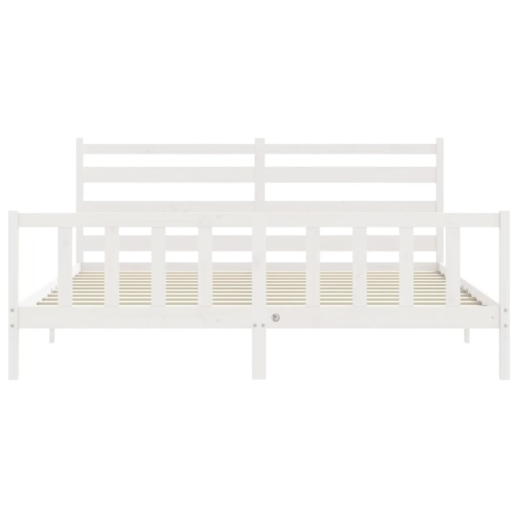 Bed Frame with Headboard White 183x203 cm King Solid Wood