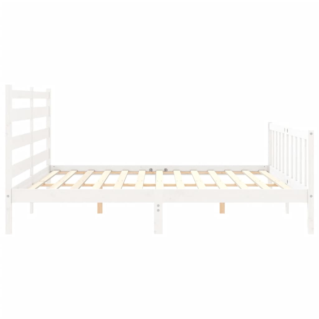 Bed Frame with Headboard White 183x203 cm King Solid Wood