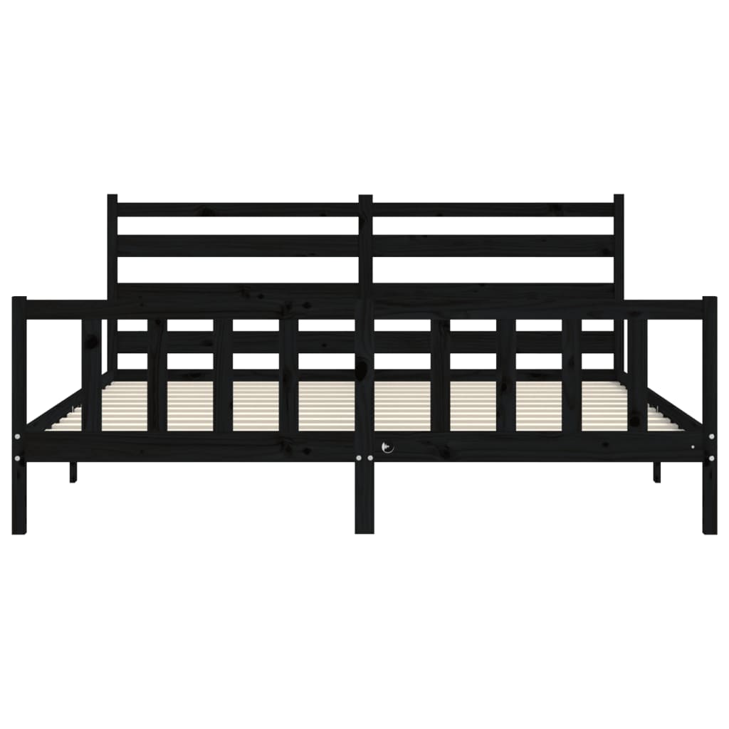 Bed Frame with Headboard Black 183x203 cm King Solid Wood