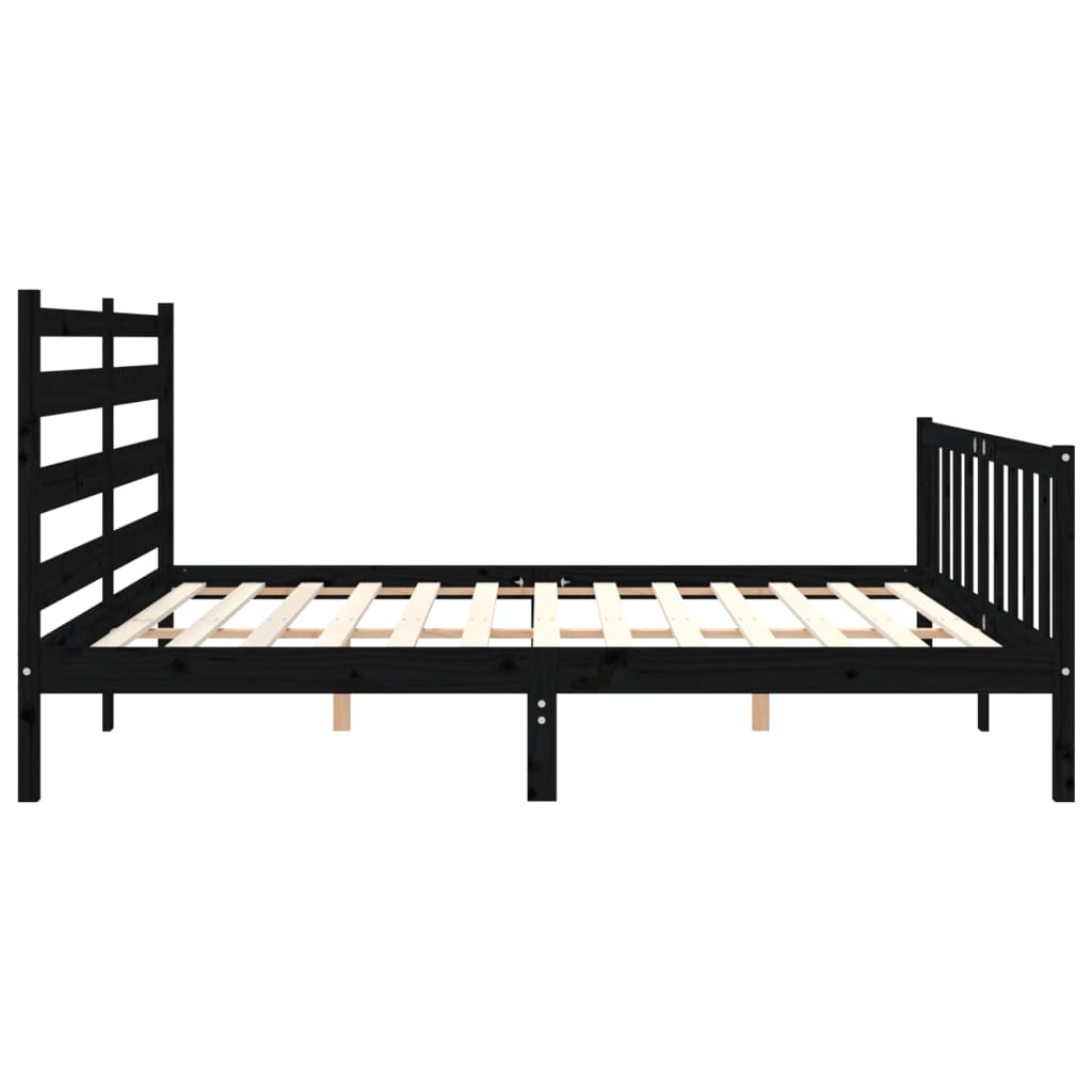 Bed Frame with Headboard Black 183x203 cm King Solid Wood