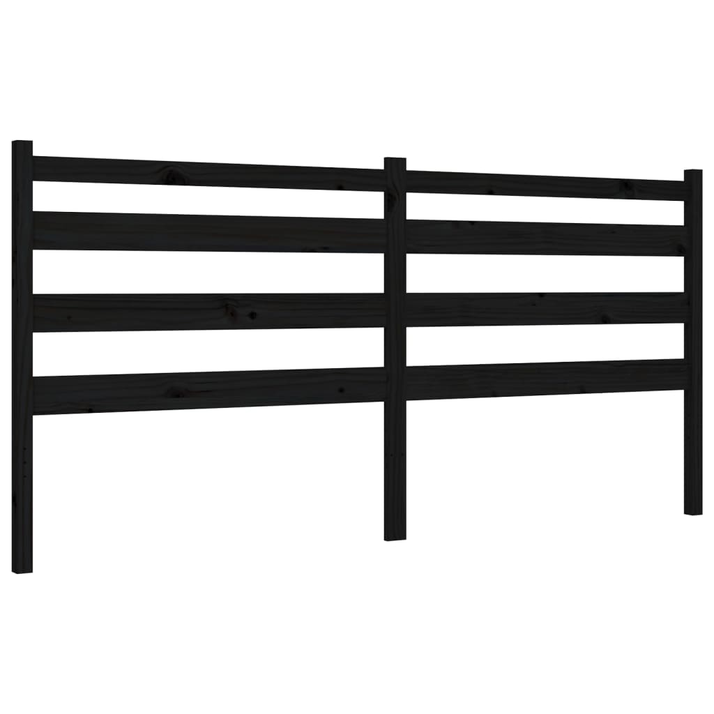 Bed Frame with Headboard Black 183x203 cm King Solid Wood