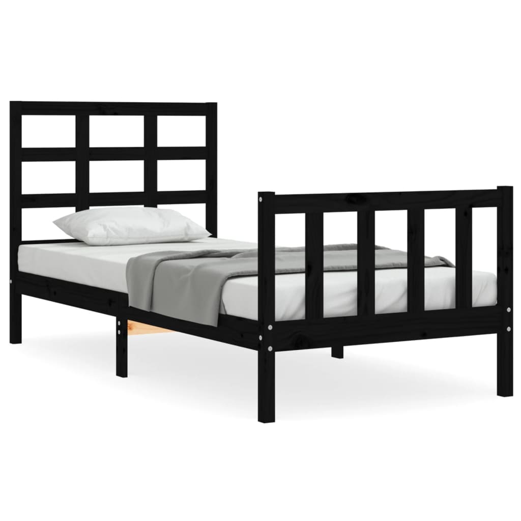 Bed Frame With Headboard 92X187 Cm Single Size Solid Wood