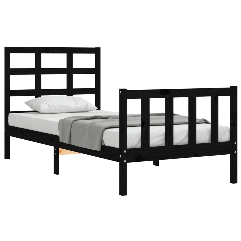 Bed Frame With Headboard 92X187 Cm Single Size Solid Wood