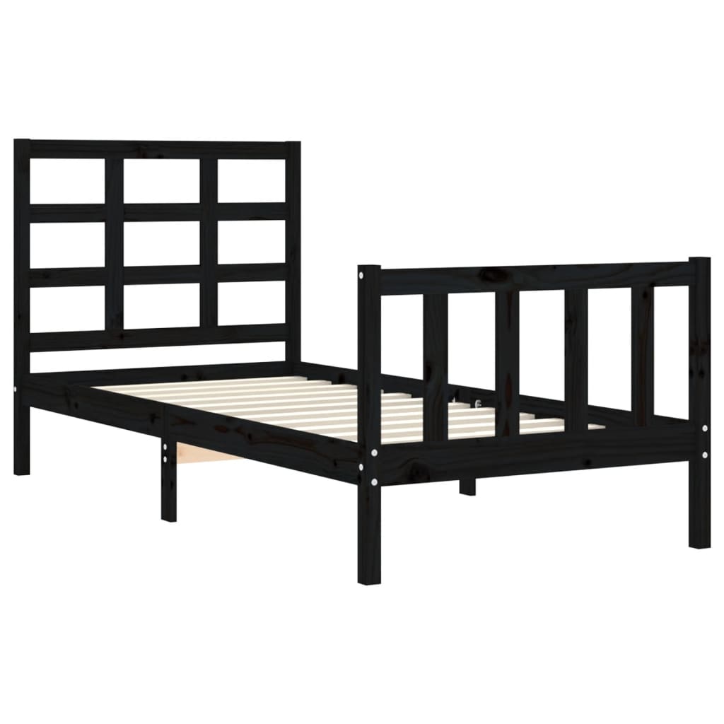 Bed Frame With Headboard 92X187 Cm Single Size Solid Wood