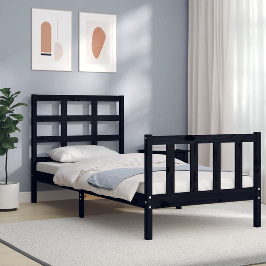 Bed Frame With Headboard 92X187 Cm Single Size Solid Wood