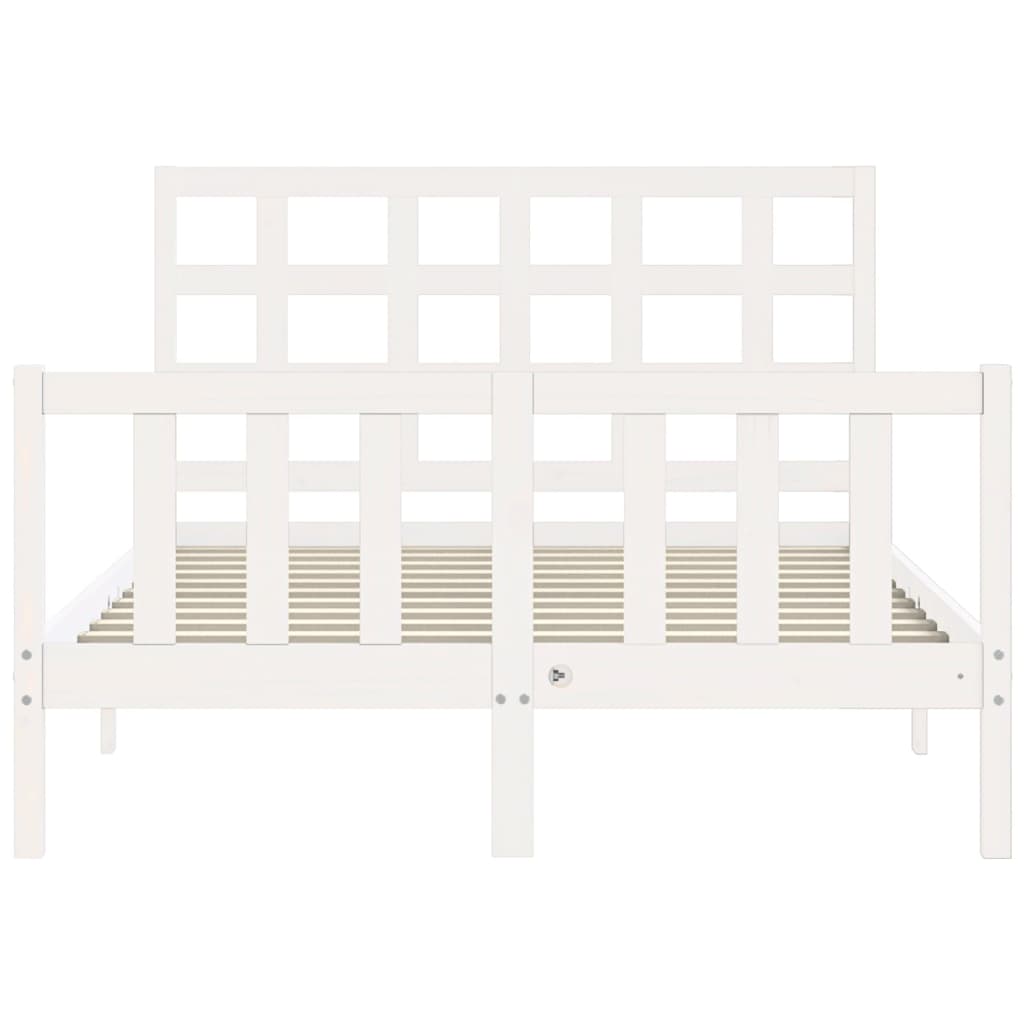 Bed Frame with Headboard White 137x187 cm Double Solid Wood