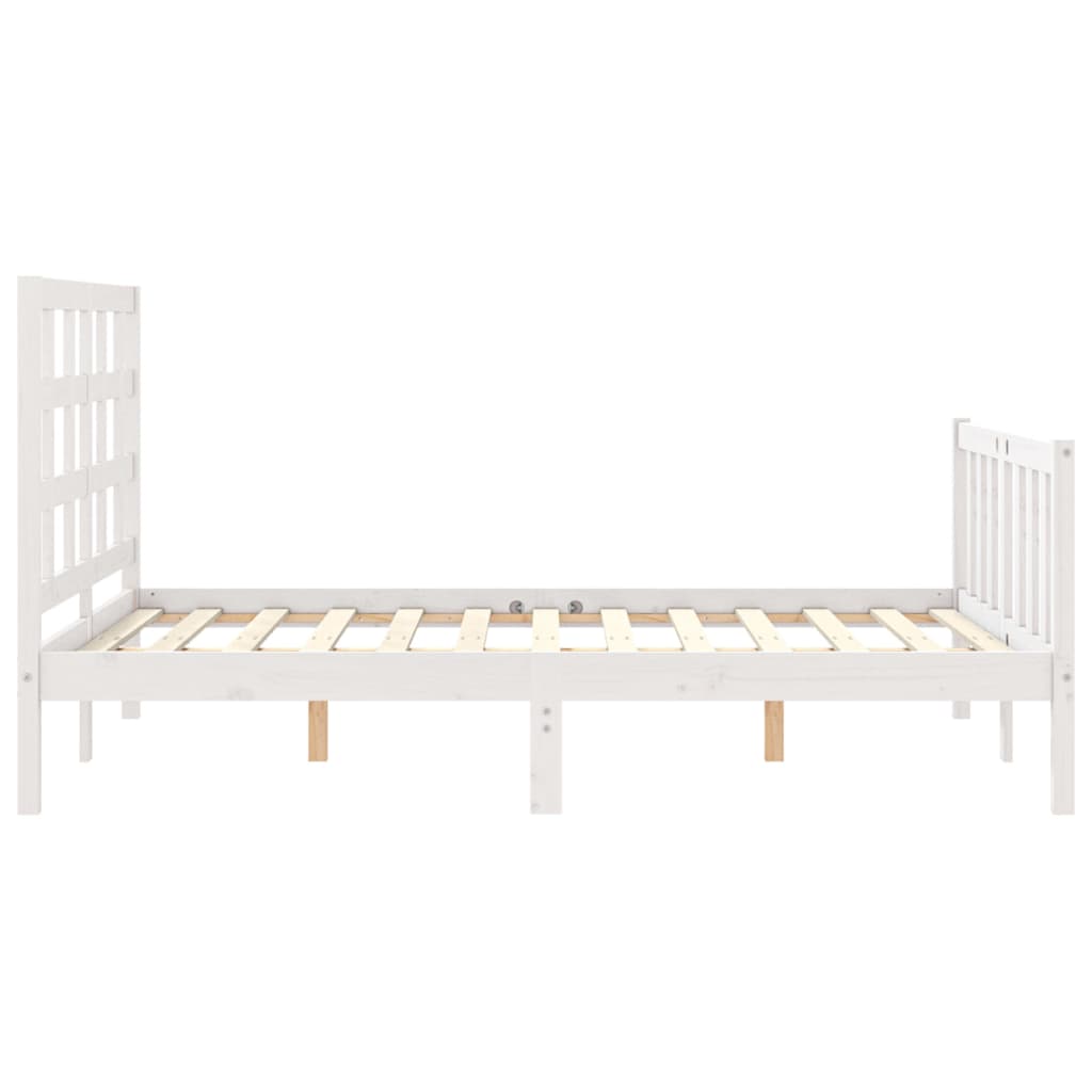 Bed Frame with Headboard White 137x187 cm Double Solid Wood