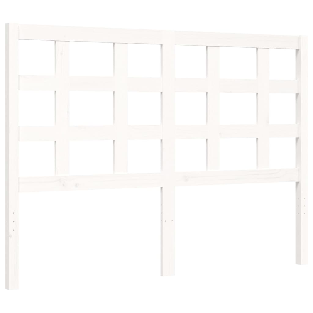 Bed Frame with Headboard White 137x187 cm Double Solid Wood