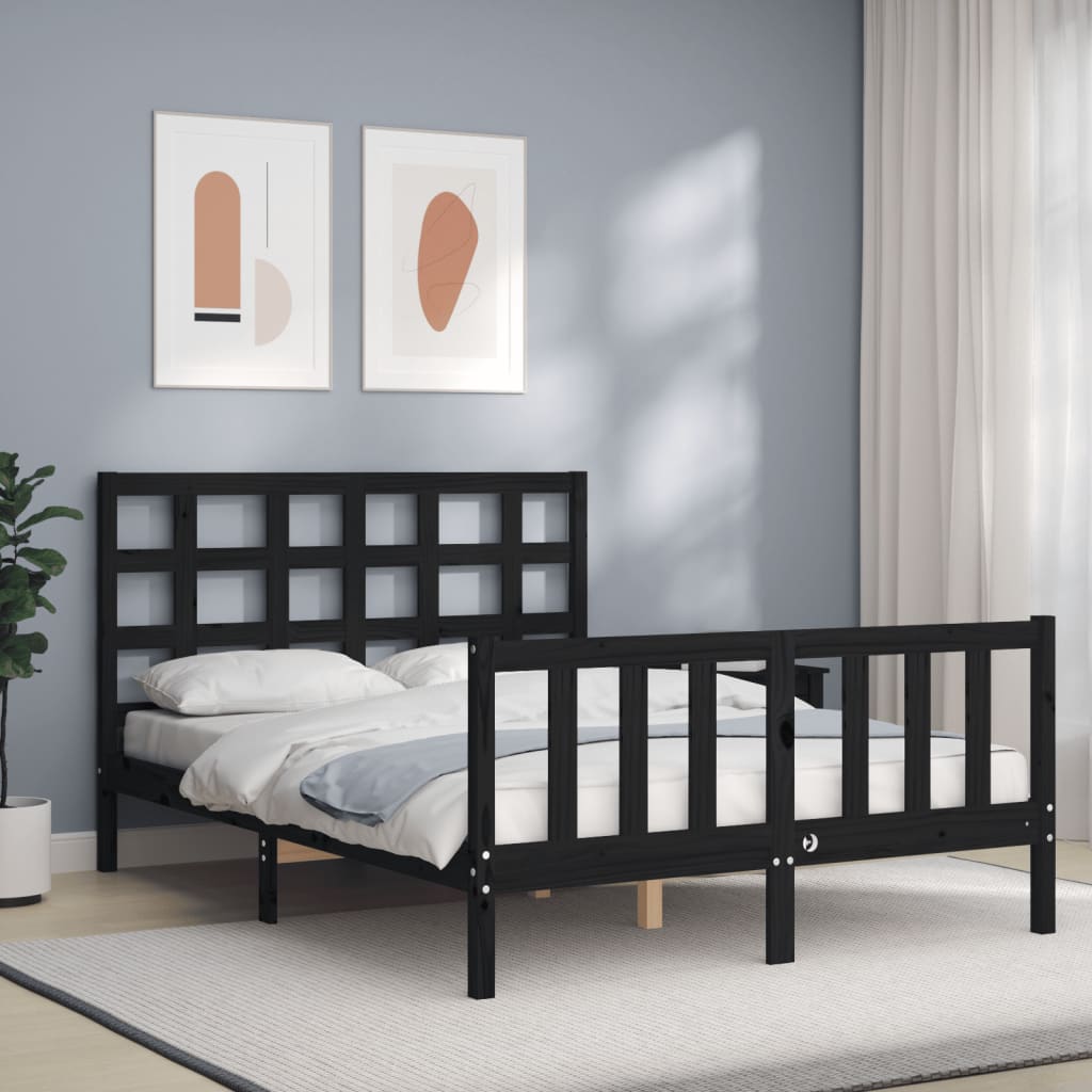 Bed Frame With Headboard 92X187 Cm Single Size Solid Wood