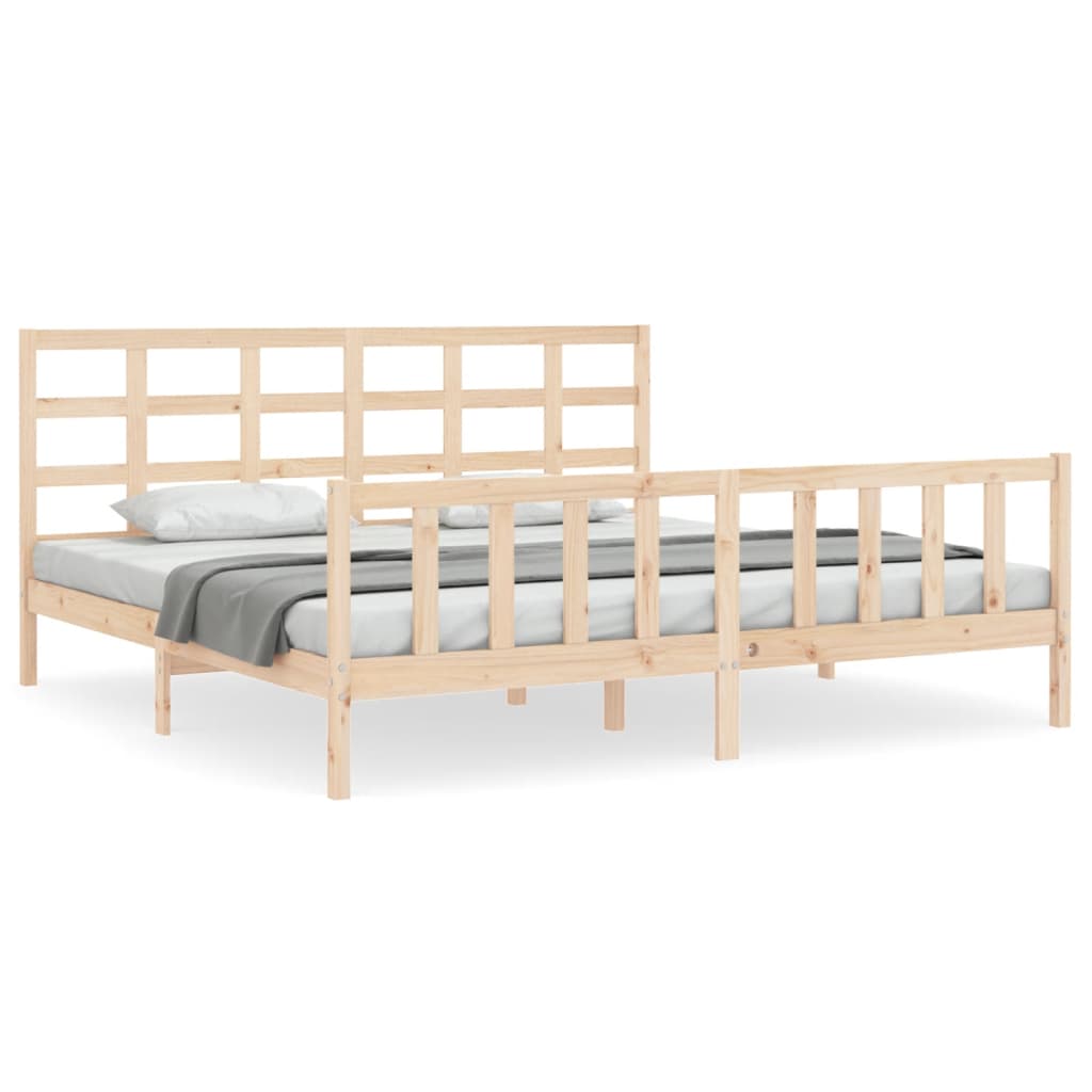 Bed Frame with Headboard 153x203 cm Queen Solid Wood