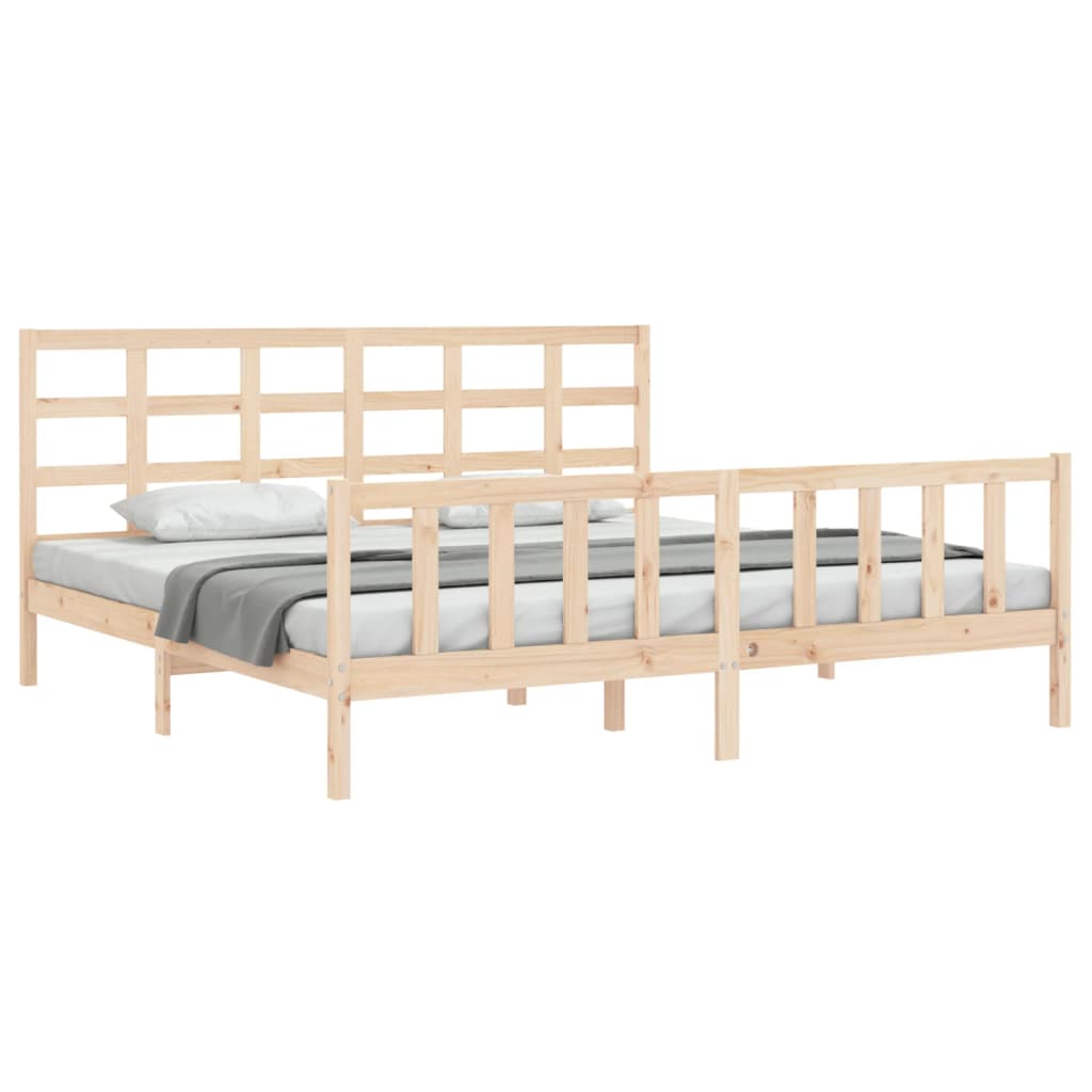 Bed Frame with Headboard 153x203 cm Queen Solid Wood